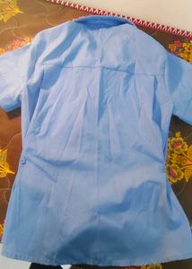 Blue waist snatched shirt