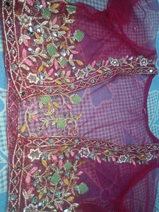 Mirror Work Blouse And Plazzo Set With Shrug