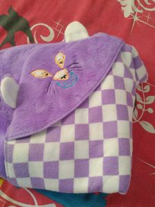 New Baby Blanket With Attached Cap