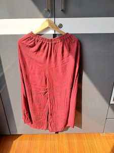 Maroon Patterned Wide Leg Pants