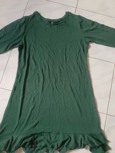 Green Ruffle Hem Dress