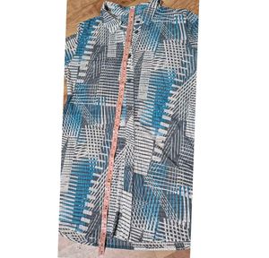 🌱Blue Geometric Pattern Long Sleeve Shirt