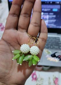 Pearl &amp; Green Earrings