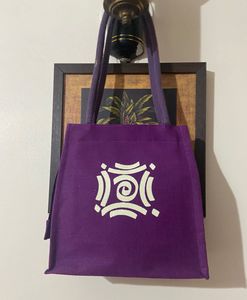 Purple Graphic Print Tote Bag
