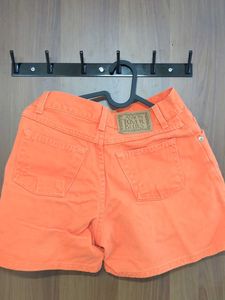 Orange Denim Shorts