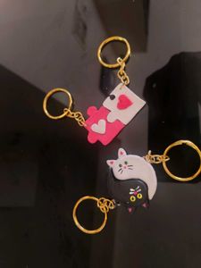 Matching Heart Puzzle & Yin Yang Cat Keychains