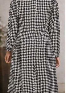 Chic Houndstooth Print Wrap Dress