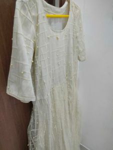 Elegant Ivory Pearl Embellished Dress