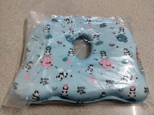 kossto Memory Foam Baby Head Shaping Pillow, Baby Pillow for Preventing Flat Head Syndrome, Apple Shape, Baby Panda Print (Light Navy Blue)(Pack of 1)