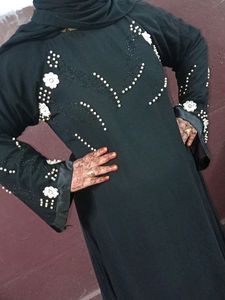 Fancy Abaya Stylish Stone And White Peal Workburka