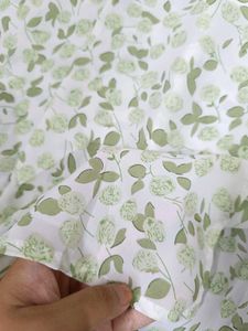Green Leafy Print Skirt