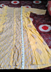 Yellow Printed A Line Dress