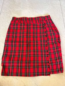 Red Plaid Mini Skirt