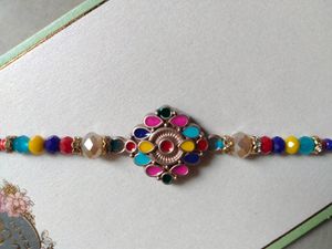 Rakhi for brother and Bhabhi Lumba set with multi
