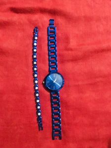 Watch And Bracelet Combo- Blue