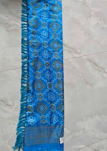 Elegant Blue Printed dola silk Saree