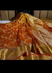 Elegant Orange Banarasi Saree