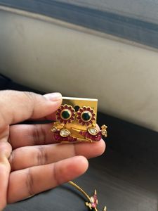 Gold Plated &amp; Pink Peacock Designed Brass Necklace