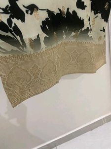 Metallic Black and Cream digital print Silk suit