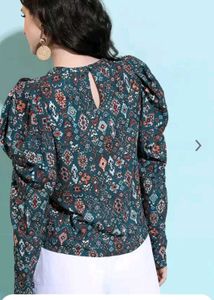 Puff Sleeve High Neck  Top