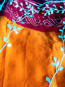 Red Bandhani Sadi Blouse Size 44 Inch