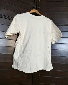 Heyday Women Cream Colour Print Regular Tshirt