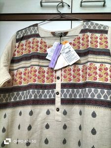 Pure Cotton Printed Off-white Formal Kurta