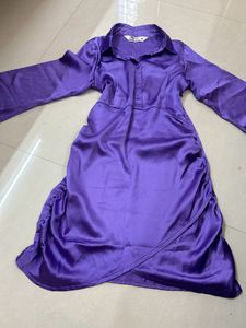 Satin Dress With Flared Slee
