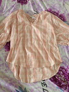 oversized Pink Plaid Top