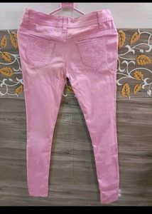 Set Of Black T-shirt &amp; Pink Skinny Fit Pant