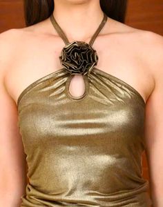 Gold Halter Party Dress