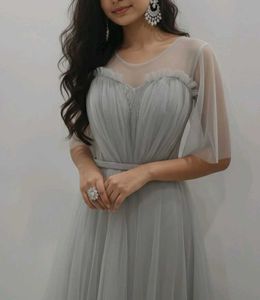 Elegant Grey Tulle Gown