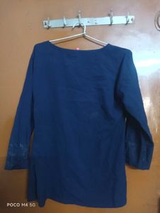 Navy Blue Floral Tunic Top