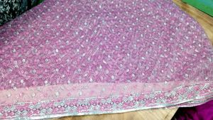 Fully Heavywork Partywear Silver Pink Saree🌸💕