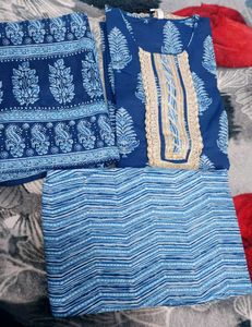 Elegant Blue Printed Kurta Set