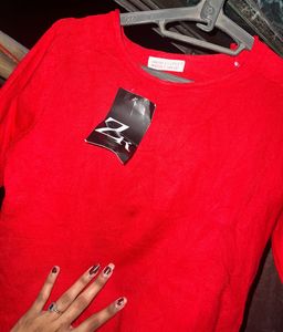 Red Knit Wear Top