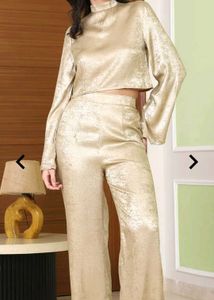 Shein Party Shimmer Crop Top & Pant Co-Ord Set