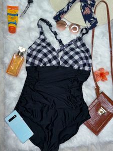 Gingham Top Black One Piece Swimsuit