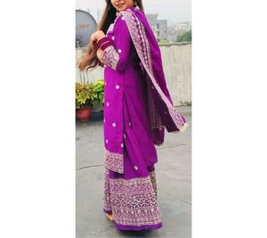 Purple Embroidered Kurta Set