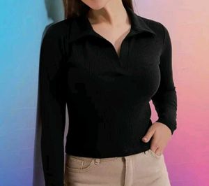 Black Long Sleeve Crop Top