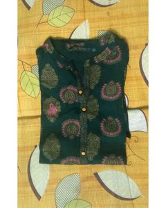 Green Printed Straight Kurta