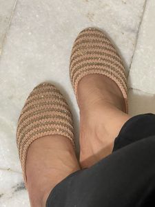 Peach-Gold Ballerina Flats