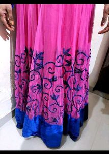 Pink &amp; Blue Embroidered Wedding Dress