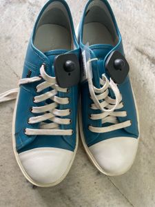 Blue Leather Sneakers