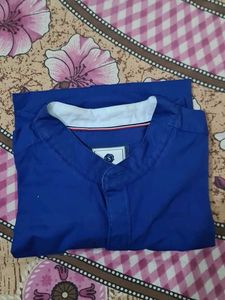 Blue Mandarin Collar Shirt - Size L
