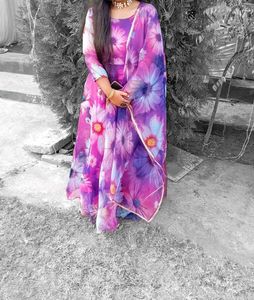 Floral Print Purple 👗 dress 💜
