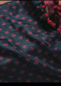 Geometrical Pattern Pompom Saree With blouse Piece