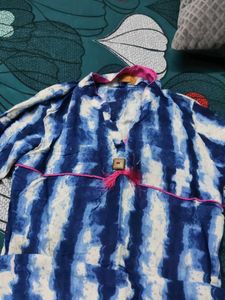Blue &amp; White Striped Kurta Set