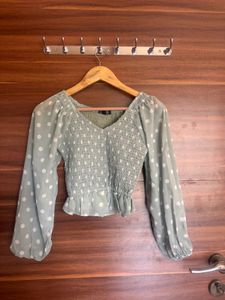 Sage Green Polka Dot Crop Top