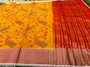 Yellow Saree With Attached Blouse